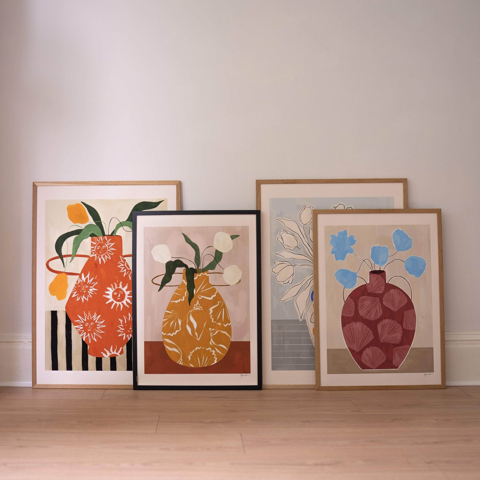 Blue Flowers In Shell Vase Print