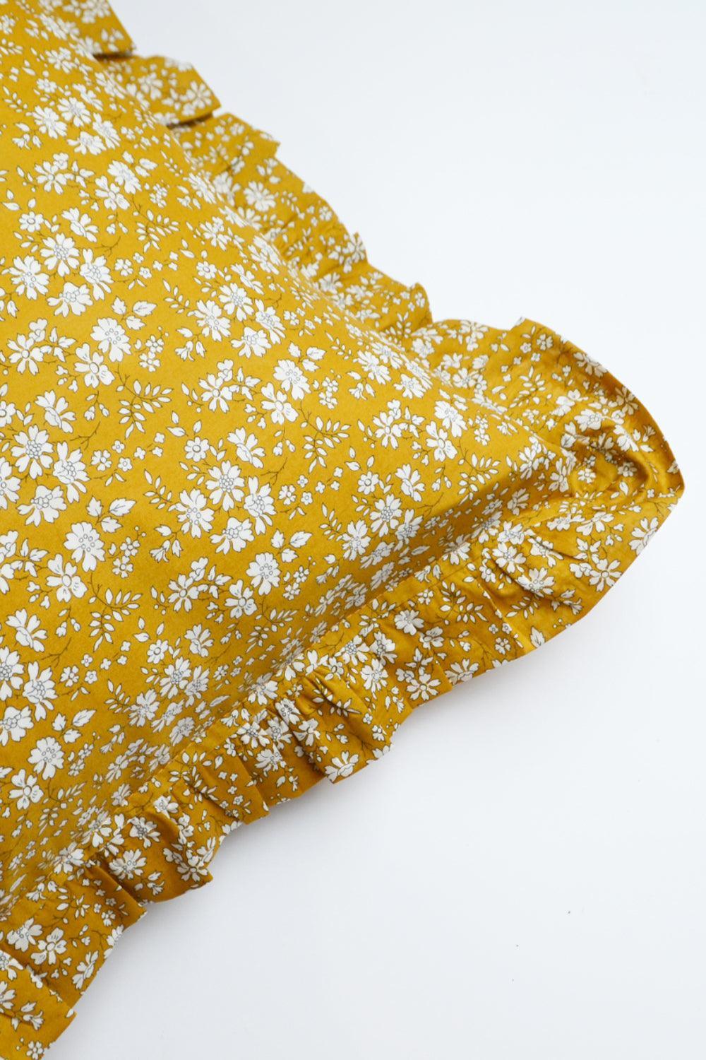 Frill Edge Pillowcase Made With Liberty Fabric Capel Mustard