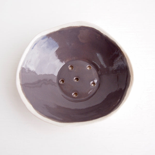 Handmade Grey and White Ceramic Soap Dish