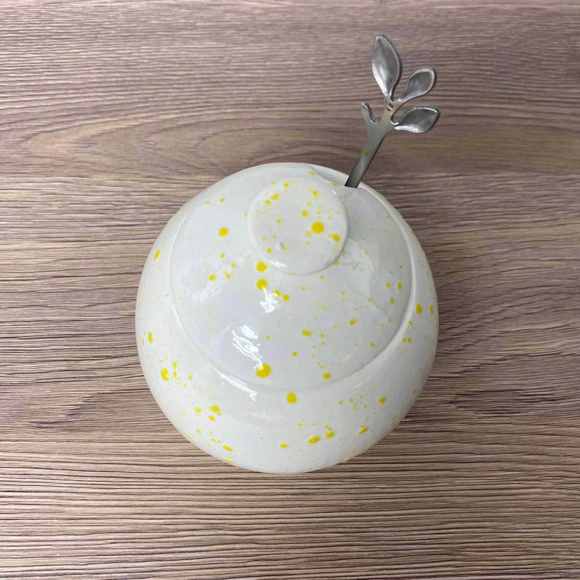 Sugar Bowl White with Yellow Spots