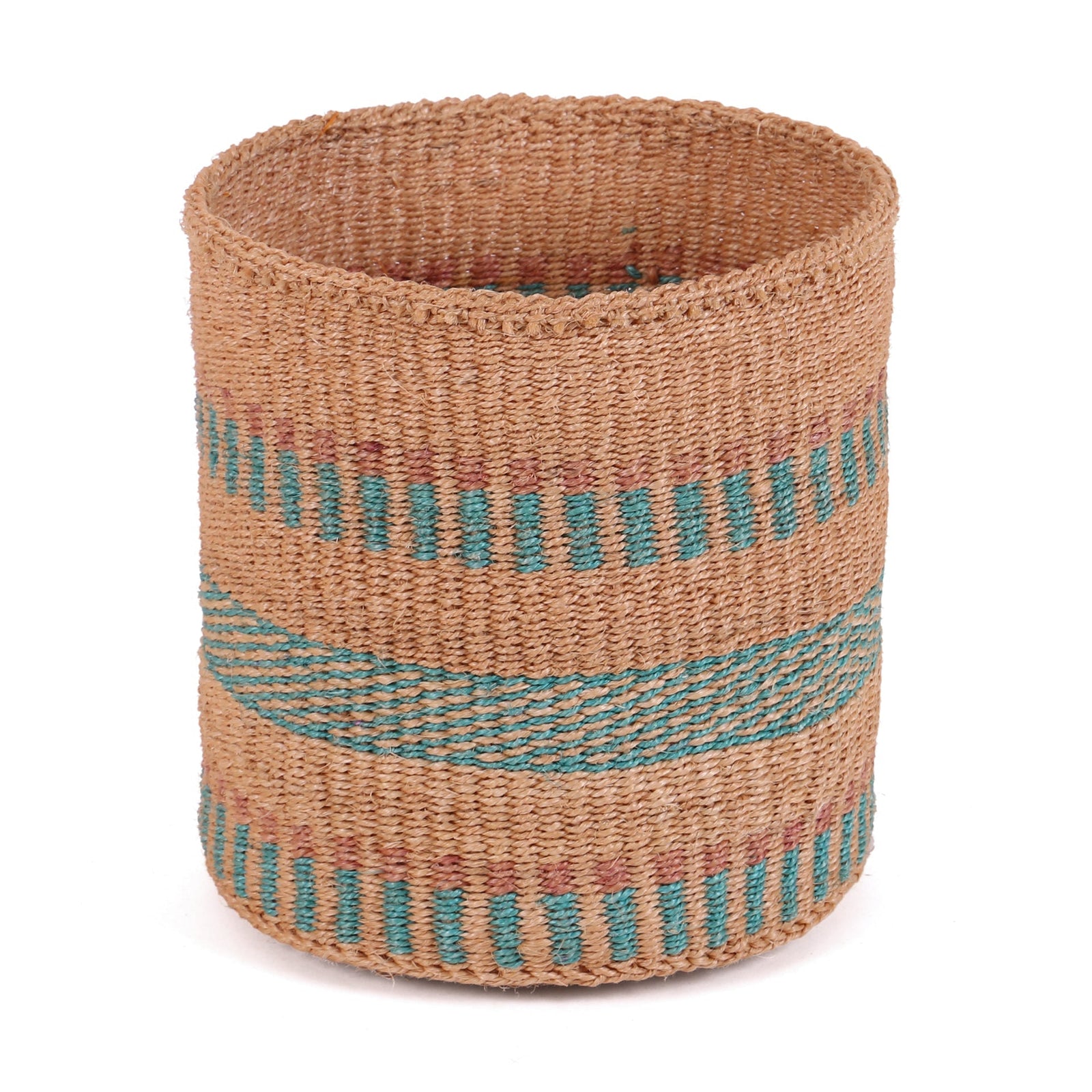 MANUFAA: Small Blue and Brown Sisal Basket