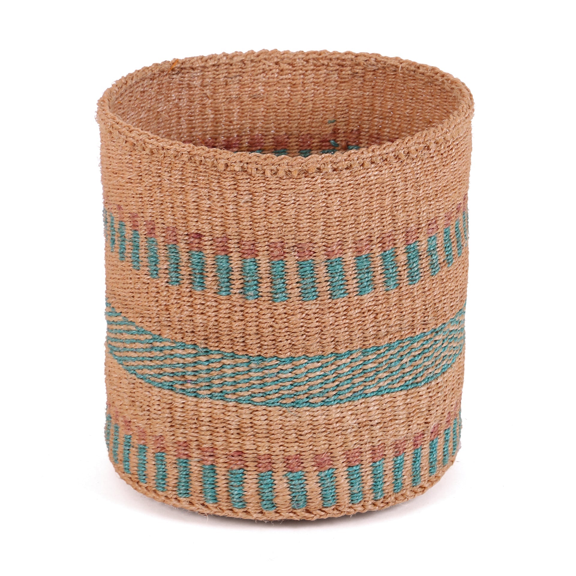 MANUFAA: Small Blue and Brown Sisal Basket