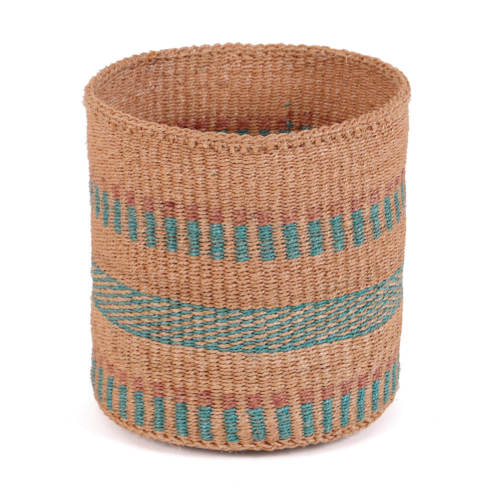 MANUFAA: Small Blue and Brown Sisal Basket