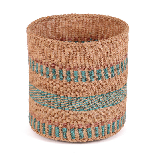MANUFAA: Small Blue and Brown Sisal Basket