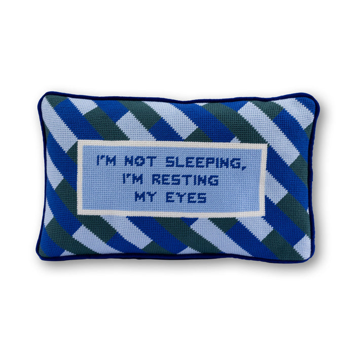 Eyes Resting Needlepoint Pillow