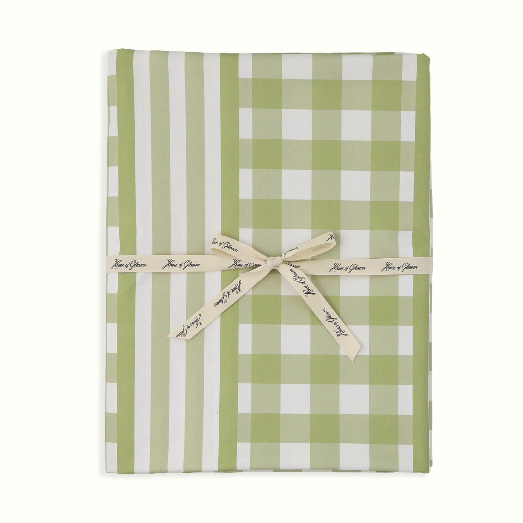 Green Gingham & Stripe Tablecloth