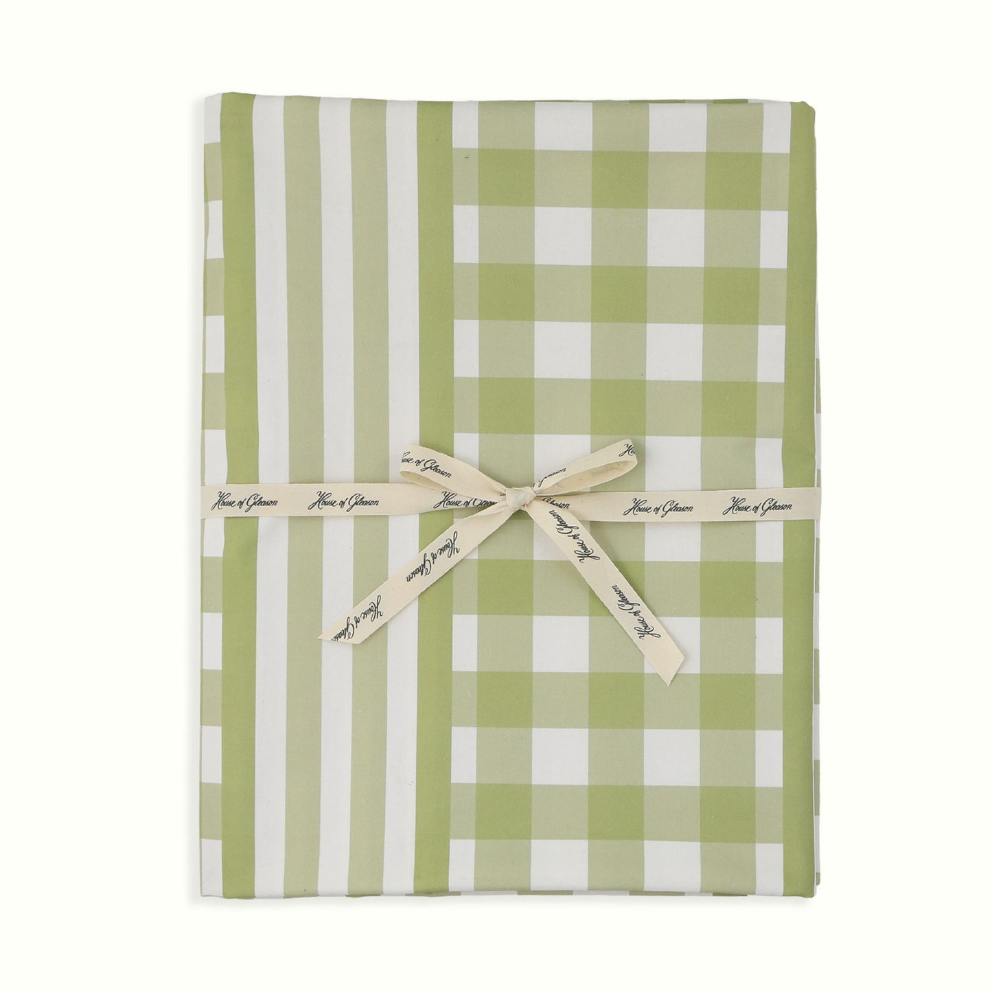 Green Gingham & Stripe Tablecloth