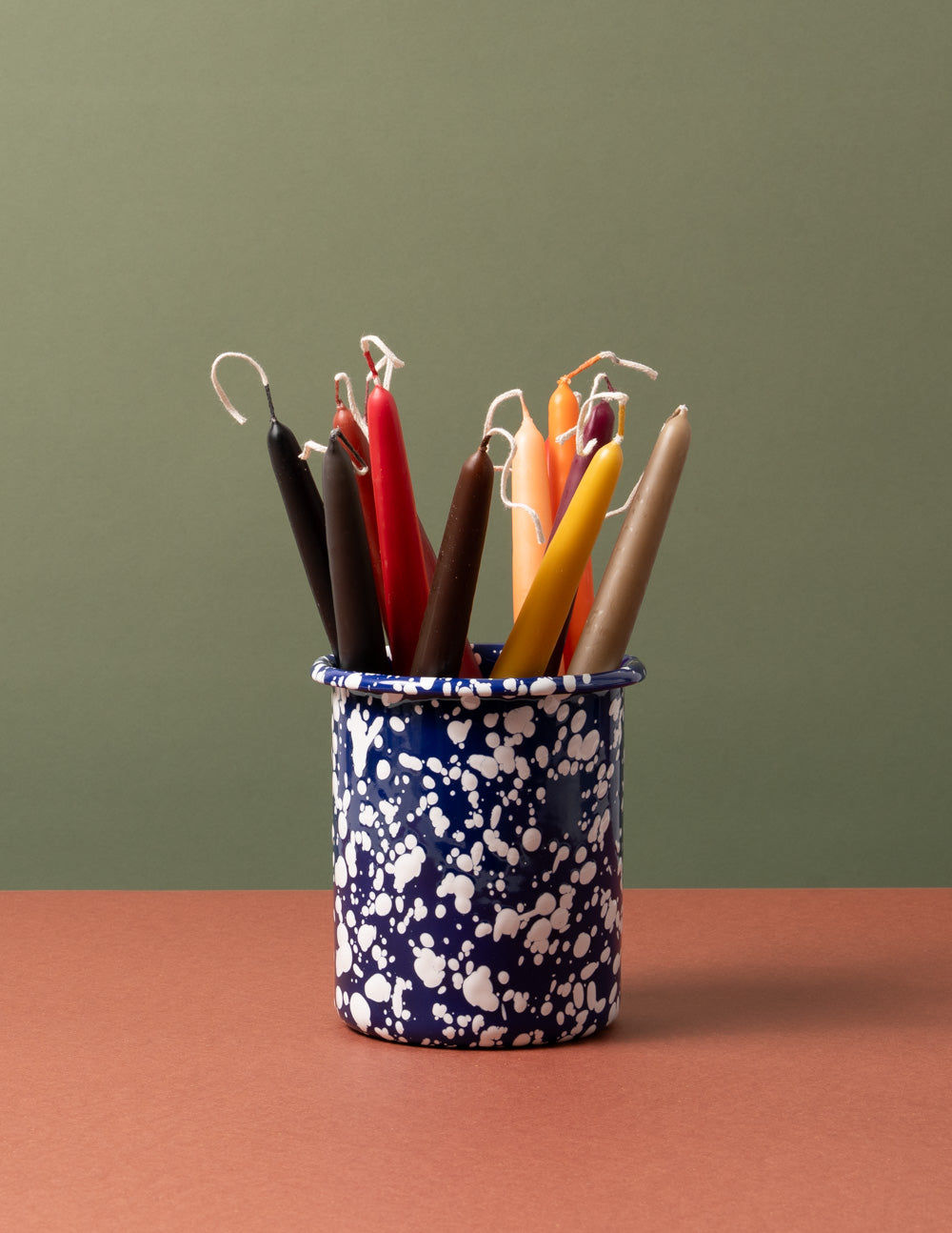 Splatter Enamel Utensil Pot - Blue/White