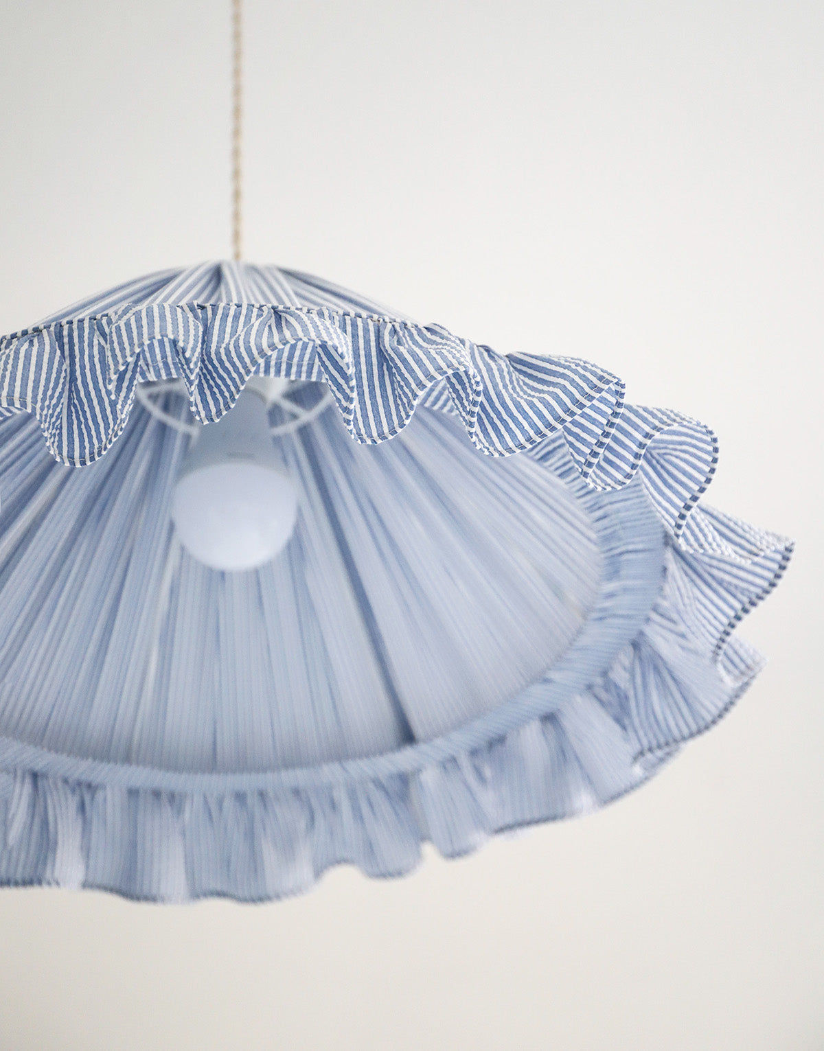 Emilia "Marina" Conical Pendant Light with Fine Stripes and Ruffles