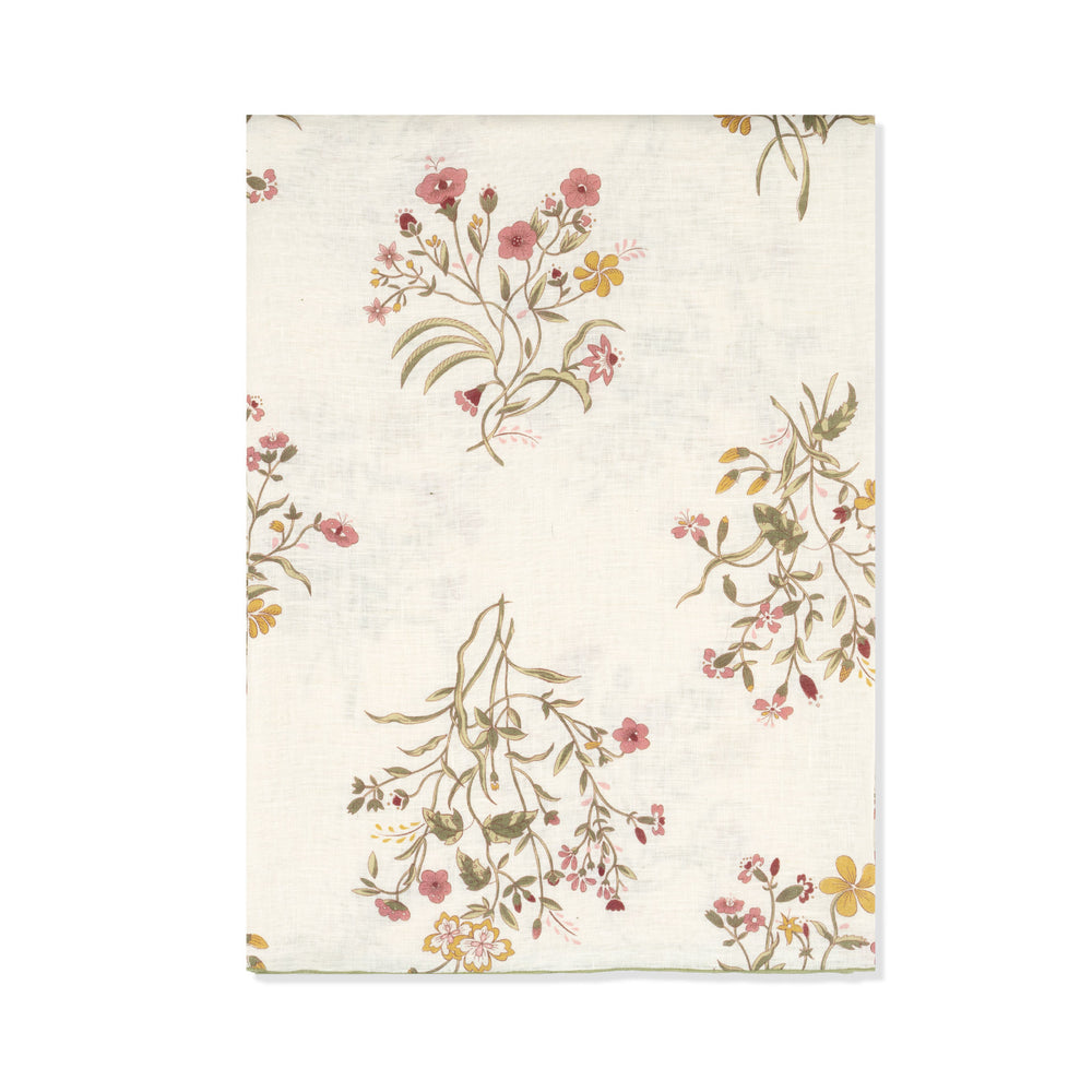 Scarlet Flax & Field Flowers Printed Tablecloth