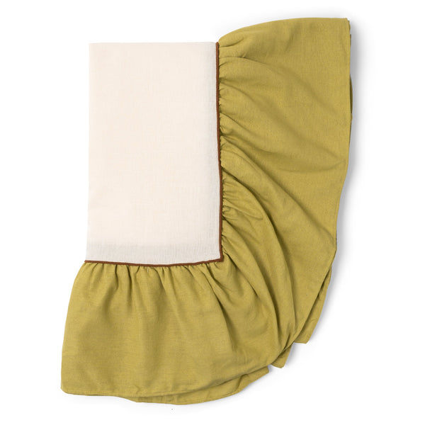 Tablecloth Ruffle Ivory/Green - Large