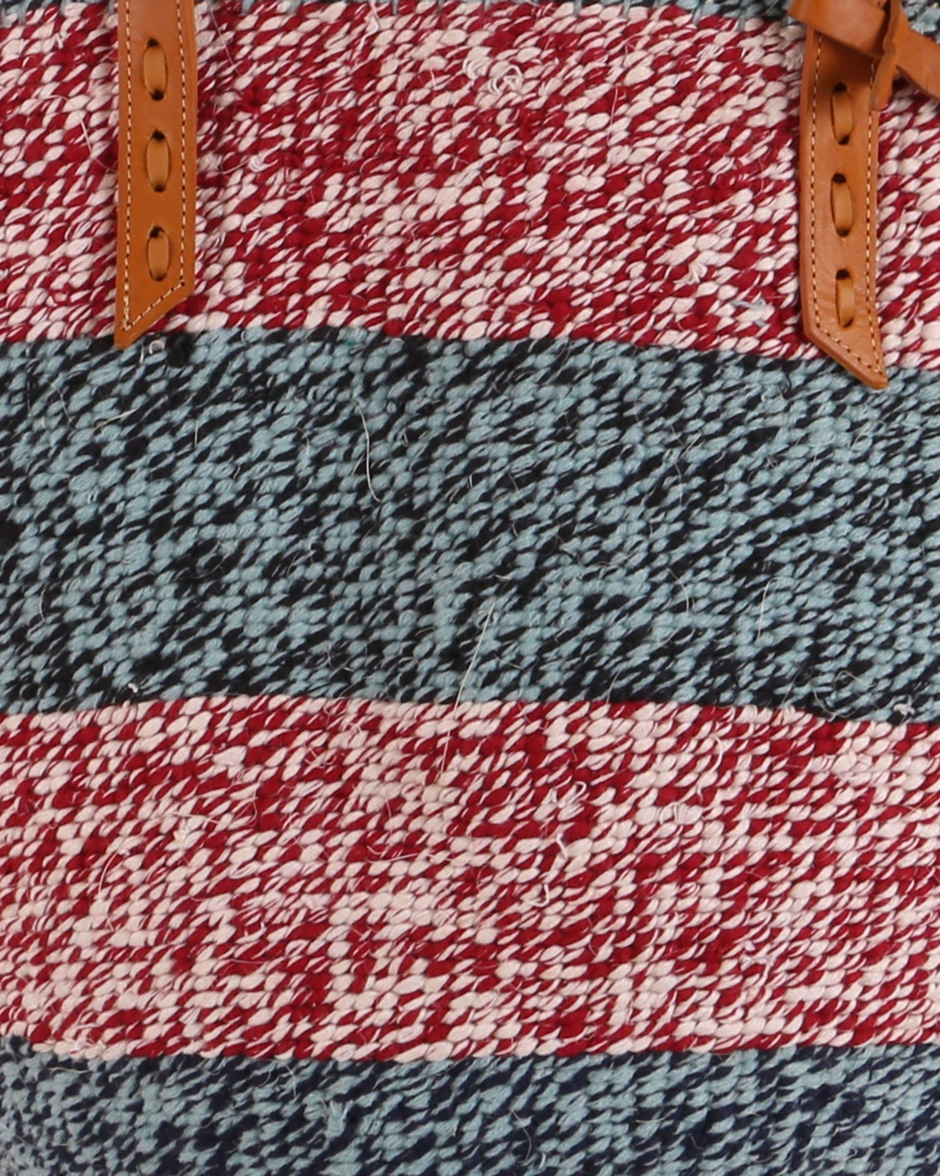 UREMBO: Handwoven Red, Blue & Black Wool Tote Bag