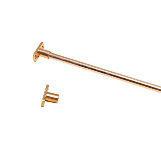 Classic Cafe Curtain Pole - Solid Brass - Singular Window - Recess Fit