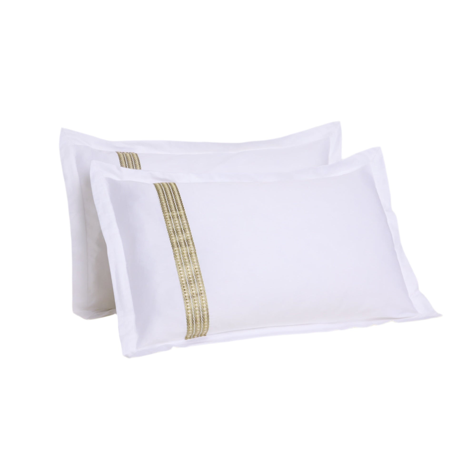 Raha Embroidered Pillowcases - Classic White & Green