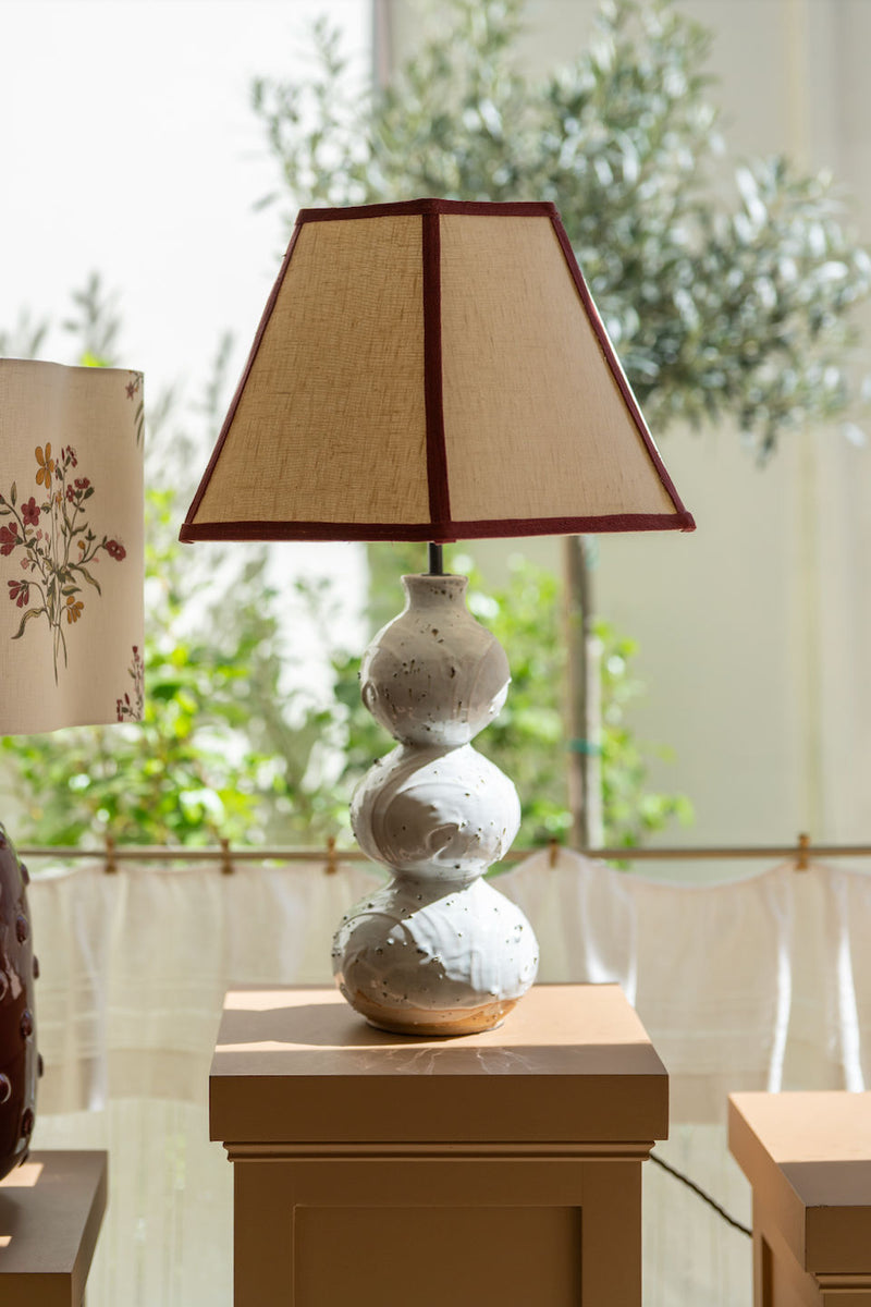 Made to Order Hexagonal Lampshade in Oatmeal with Contrast Trim