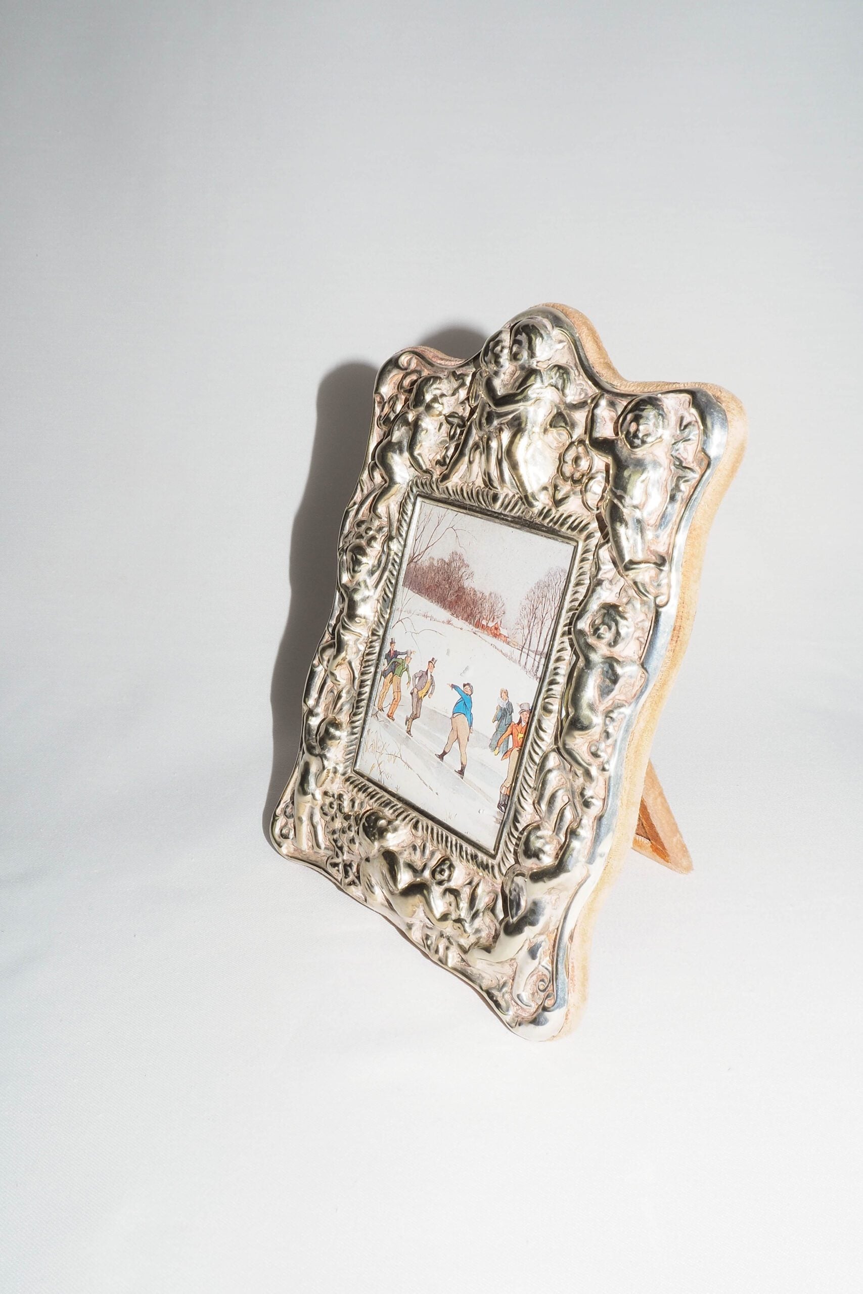 Antique Cherub Silver Plate Frame