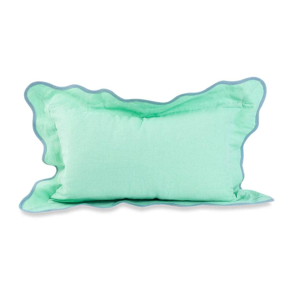 Darcy Linen Lumbar Pillow - Mint + Aqua