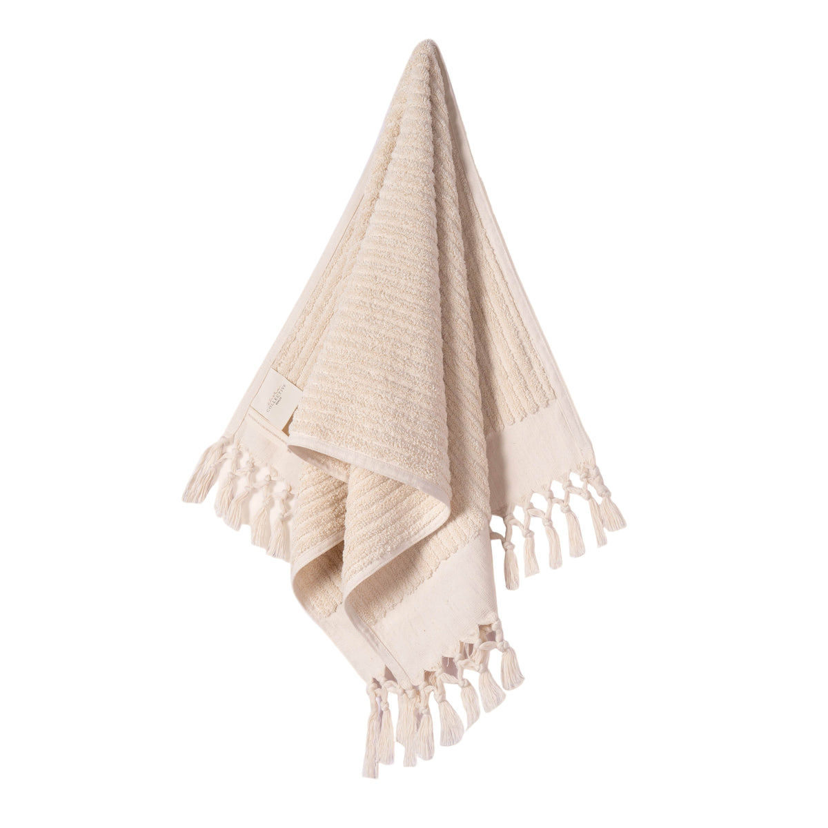 Plush & Bare Striped Pure Cotton Super Hand Towel In Cream