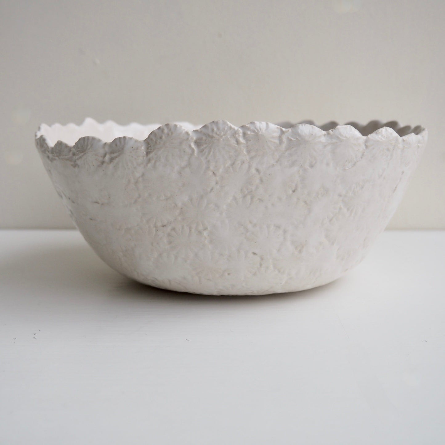 Handmade White Gloss Textural Ceramic Fruit Bowl