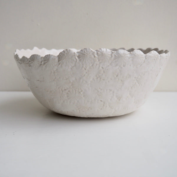 Handmade White Gloss Textural Ceramic Fruit Bowl