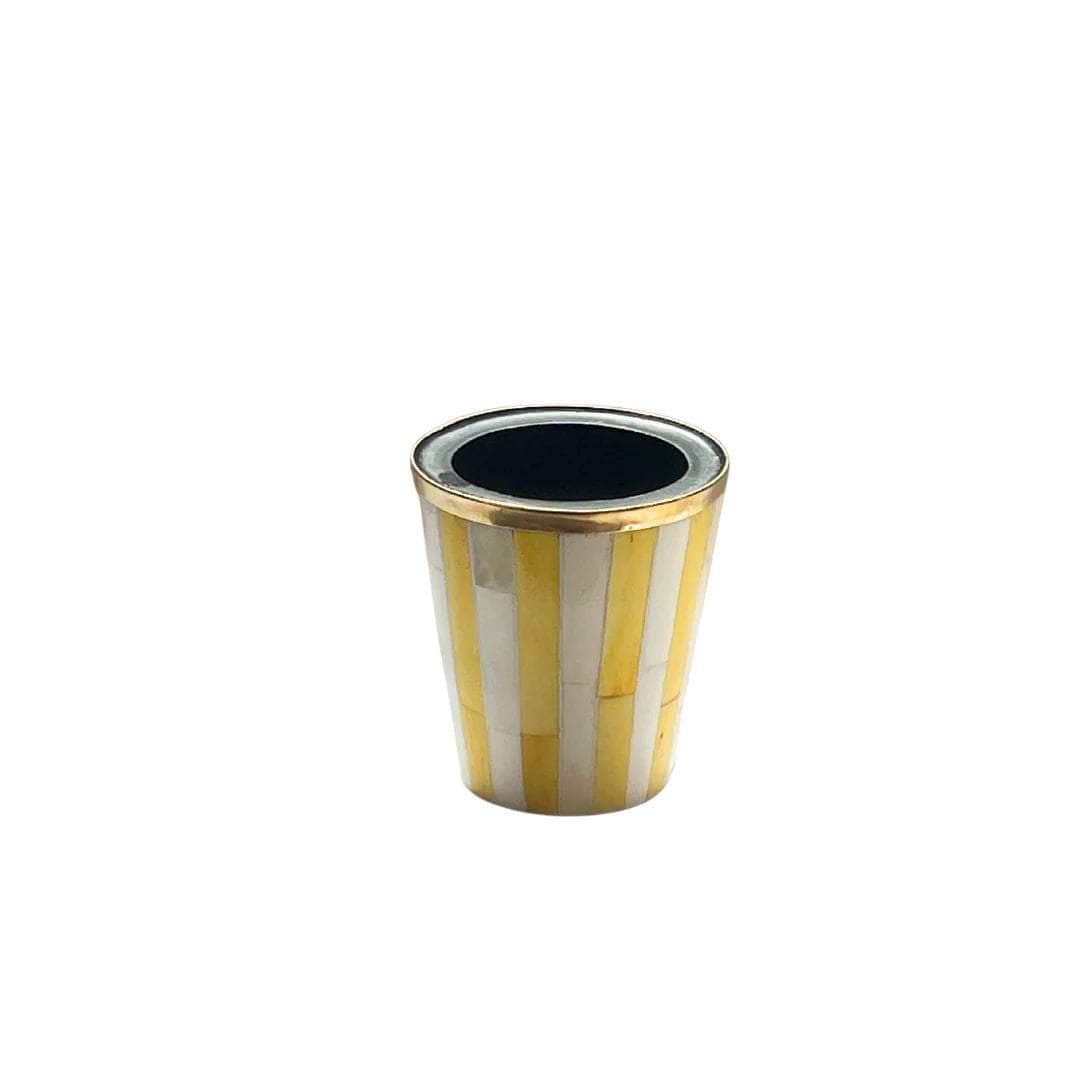 Inlay Brush Pot | Yellow & White | Striped