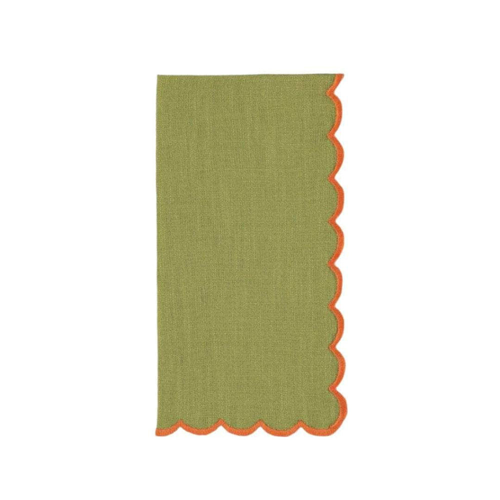 Aurora Napkin, Green with Orange