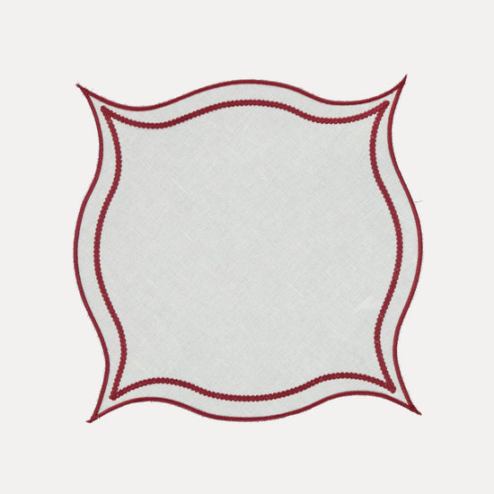 Leme Placemat, White with Burgundy