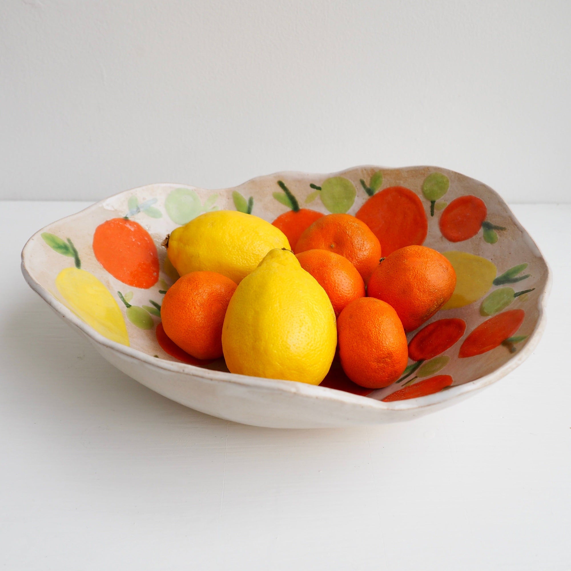 Handmade Ceramic Fruit Bowl with Oranges, Lemons and Limes