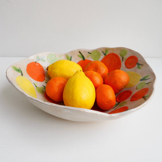 Handmade Ceramic Fruit Bowl with Oranges, Lemons and Limes