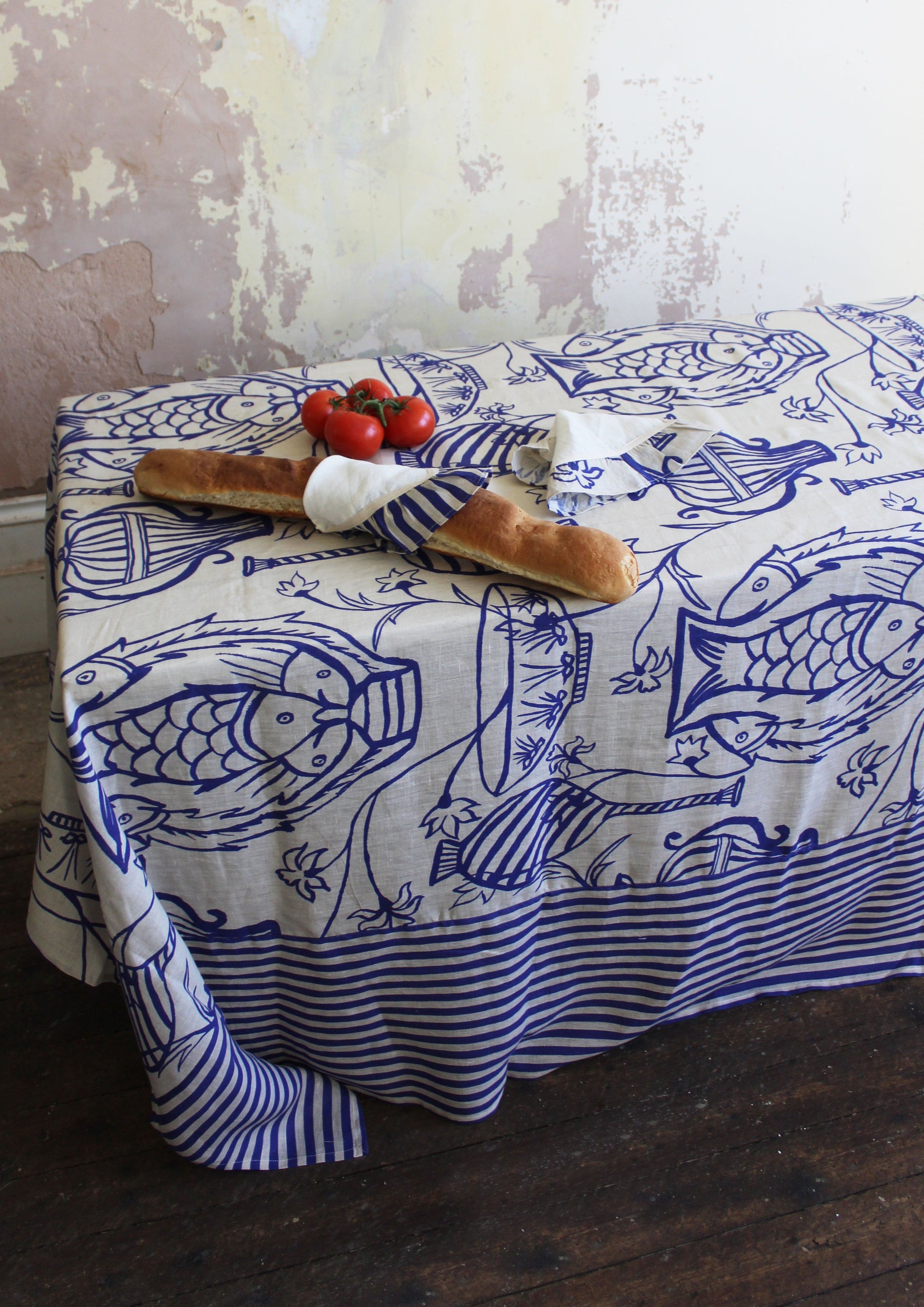 Cobalt Candy Stripe Napkin - Set of 2