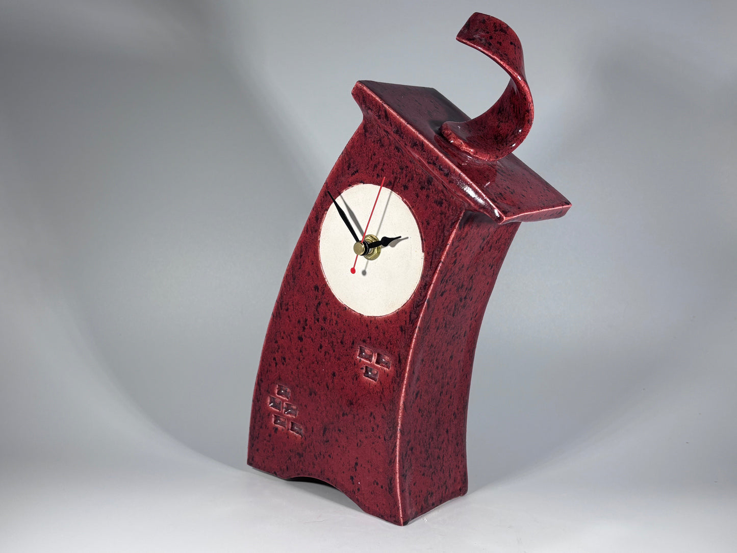 Ceramic Mantel Clock - Speckled Red
