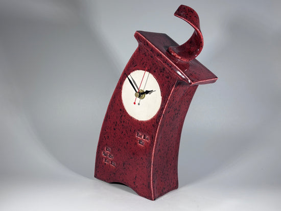 Ceramic Mantel Clock - Speckled Red