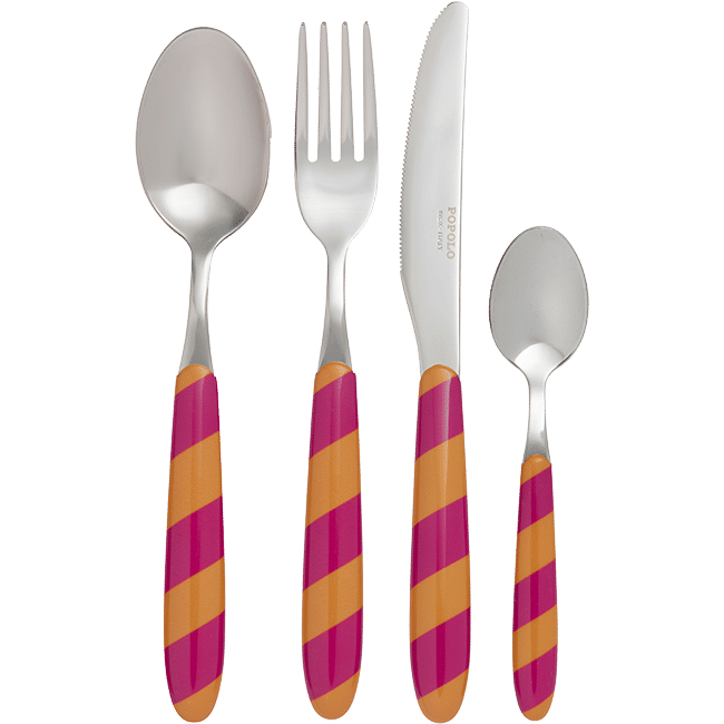 Cutlery Set of 4 Stripes Ochre