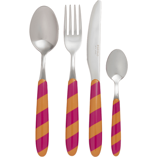 Cutlery Set of 4 Stripes Ochre