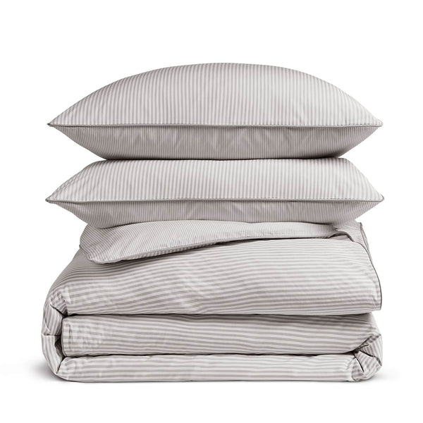 Luxury Organic Cotton Grey Striped Bedding Set