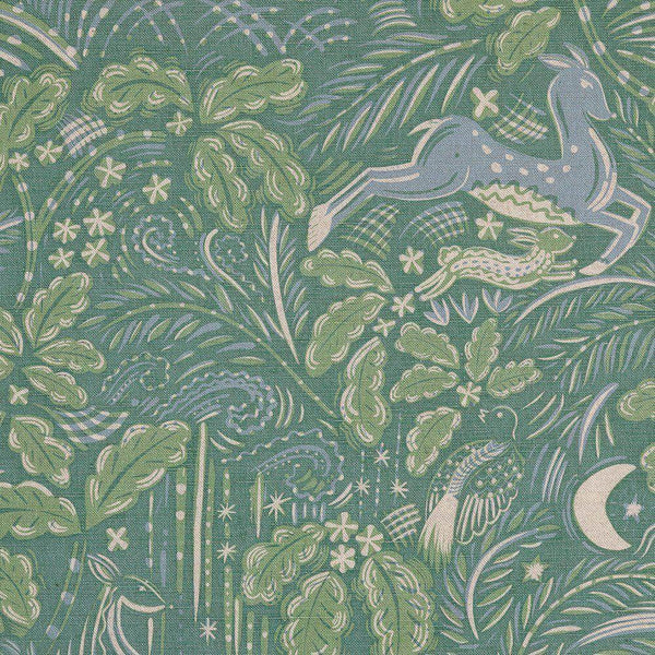 Staffordshire Large Bolster in Forest Green and Field Blue