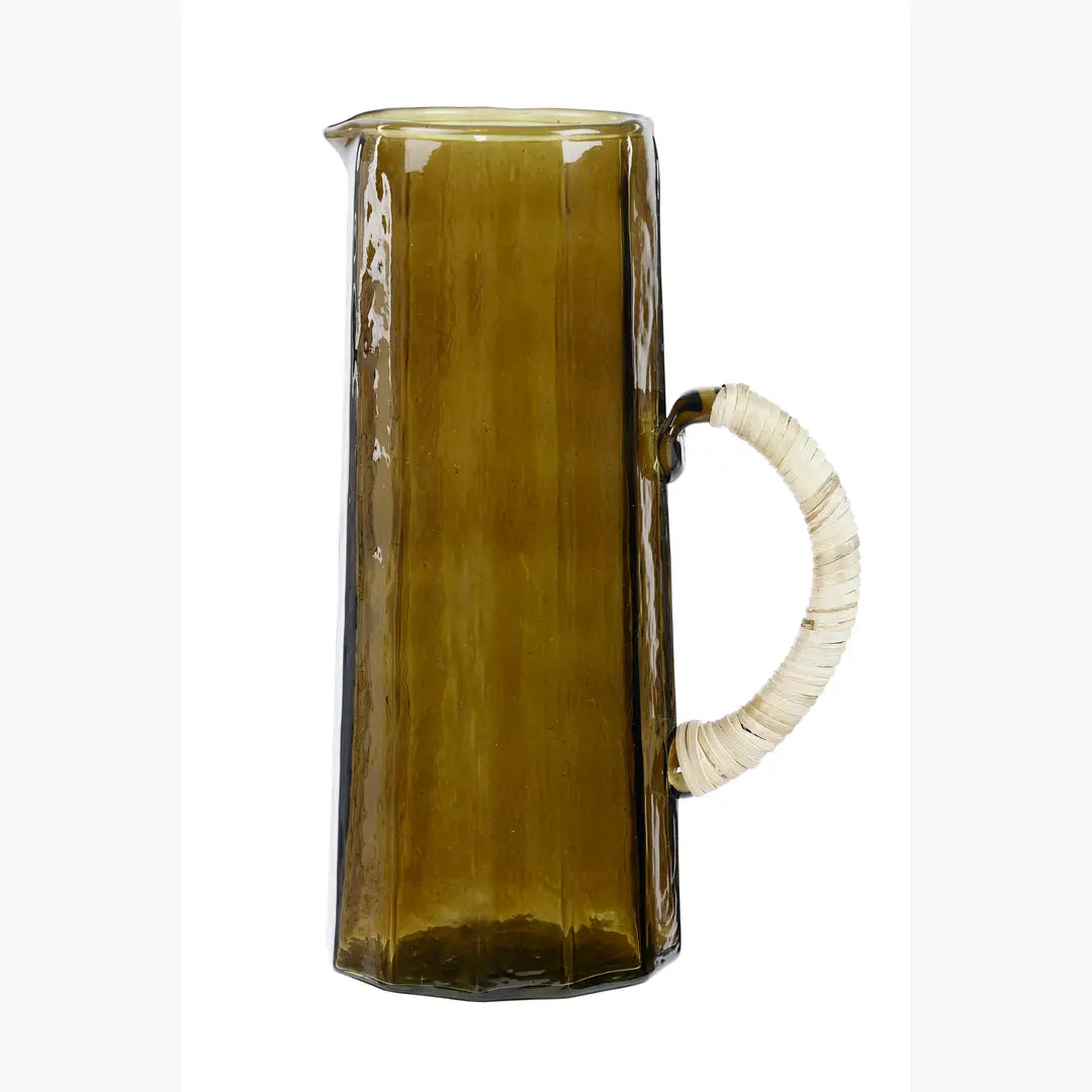 Hammered Glass Water Pitcher and Tumbler Set , Brown - (Set of 3)