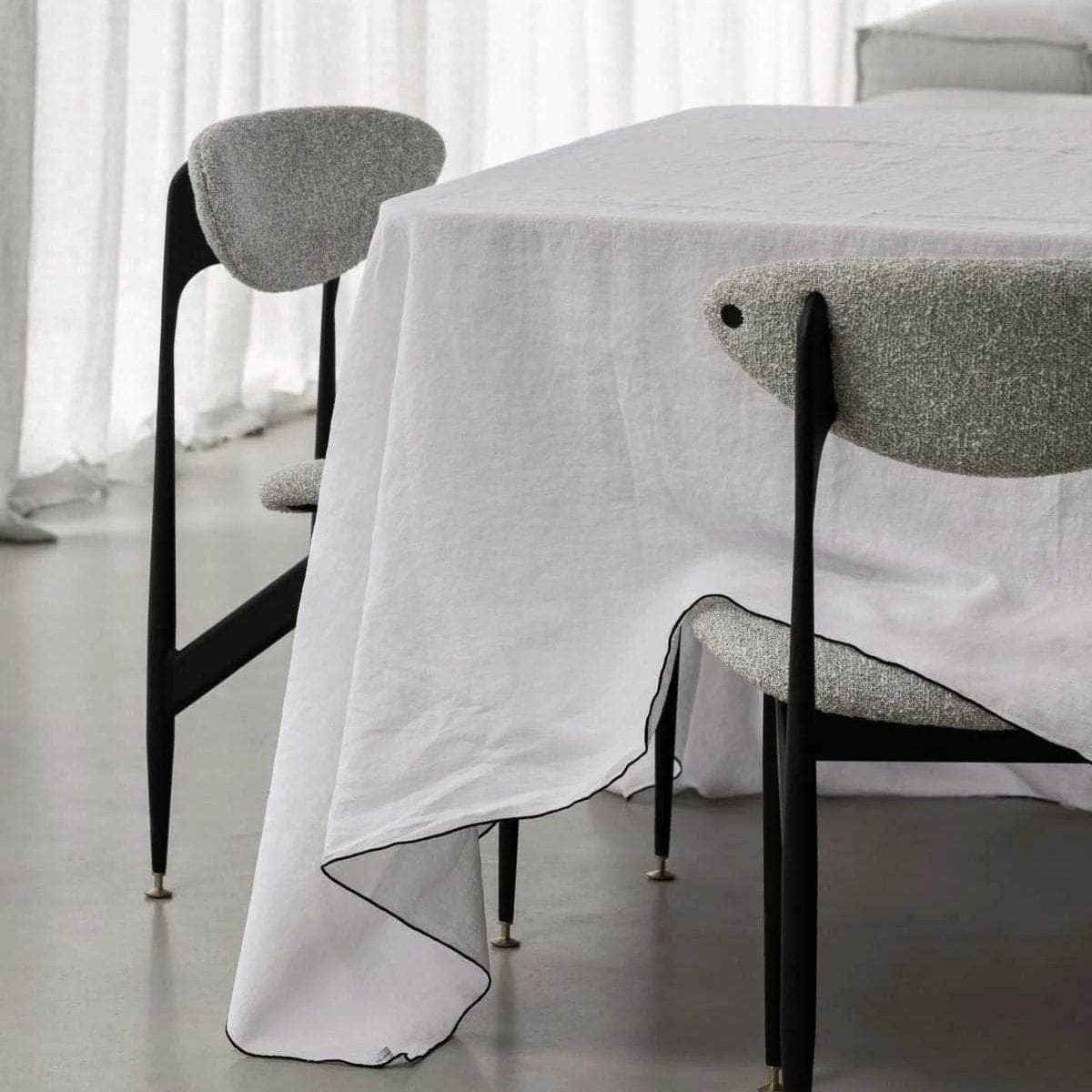 Amara Stitch 100% Linen Tablecloth - White
