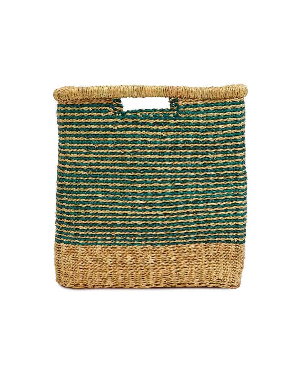 EFFIA: Green Striped Square Storage Basket