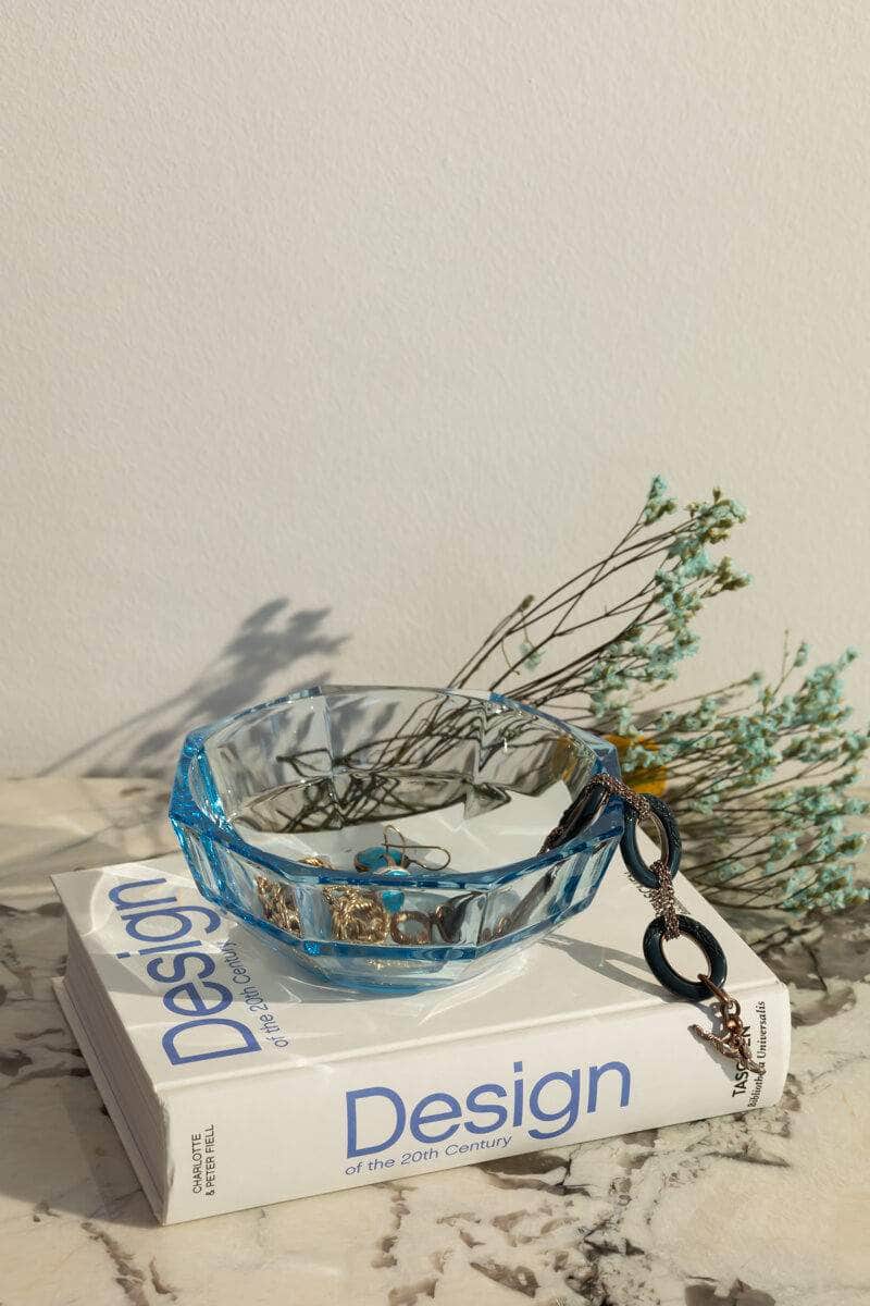 Vintage Colourful Faceted Glass Bowl