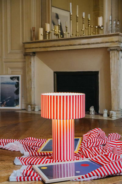 OCTAVEO – Red and White Striped Table Lamp