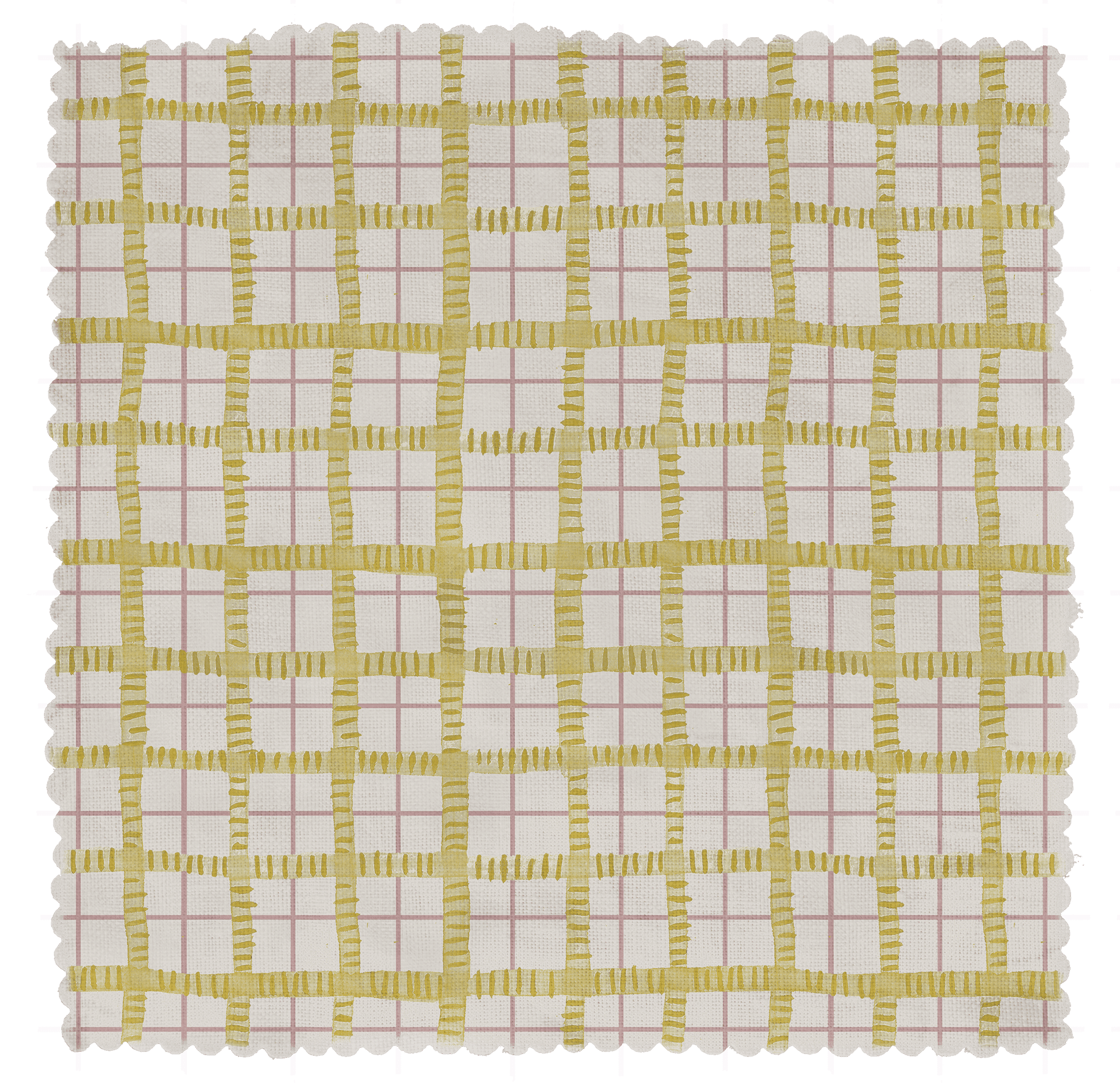 Printed Trellis Fabric - Yellow