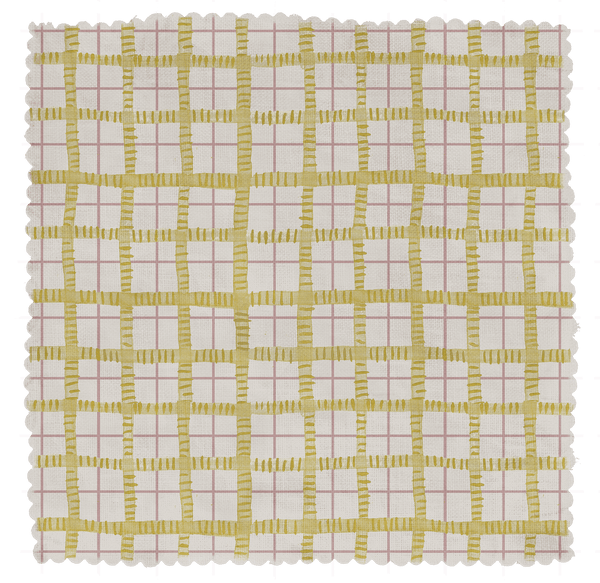 Printed Trellis Fabric - Yellow
