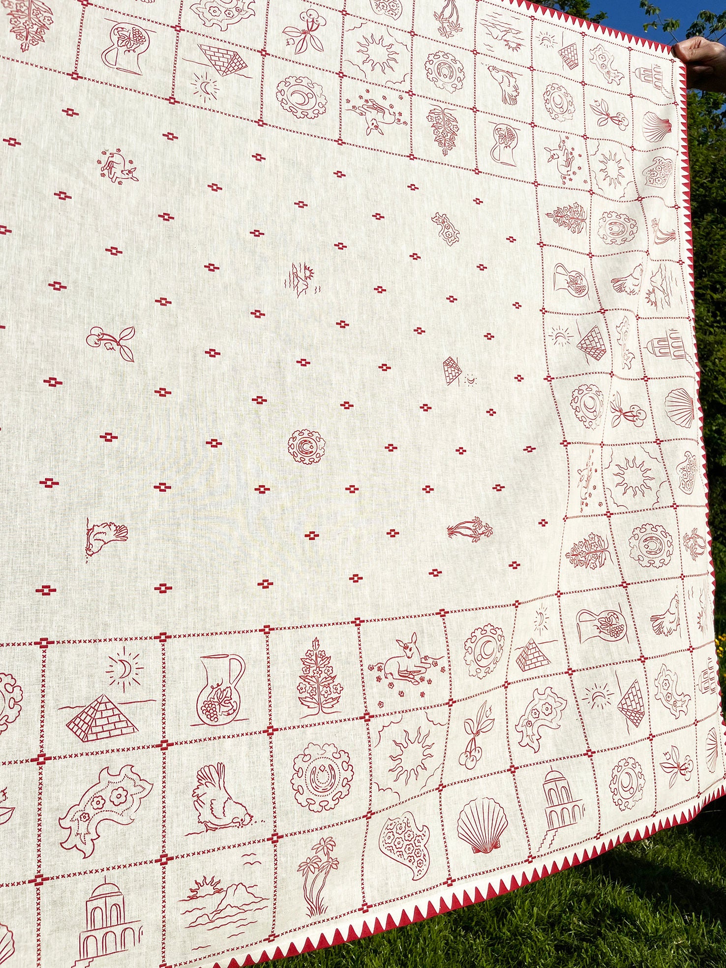 Redwork Tablecloth Red