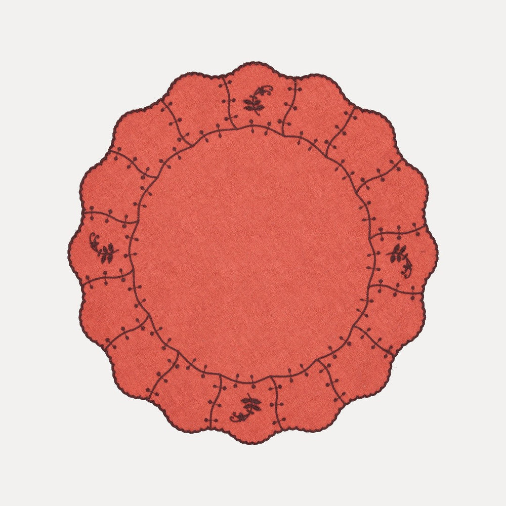 Jasmim Placemat, Terracotta with Brown