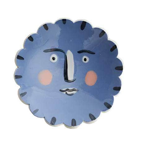 Isolation Face Scalloped Round Trinket Dish Blue