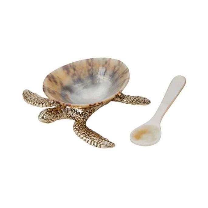 Salt Cellar & Pepper Pots with Spoons - Pair