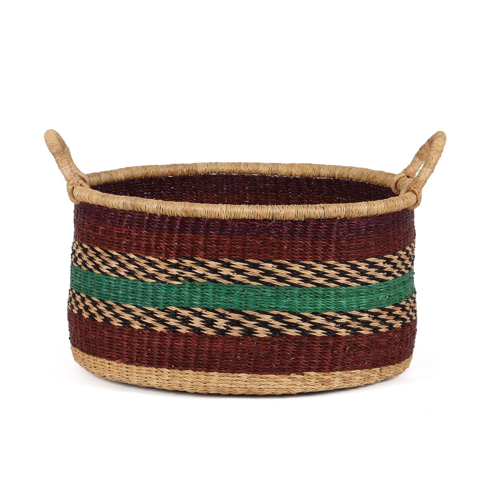 LUMO: Small Brown and Turquoise Floor Storage Basket with Handles