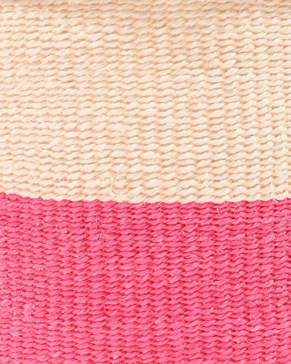 HOJI: Hot Pink Colour Block Woven Basket