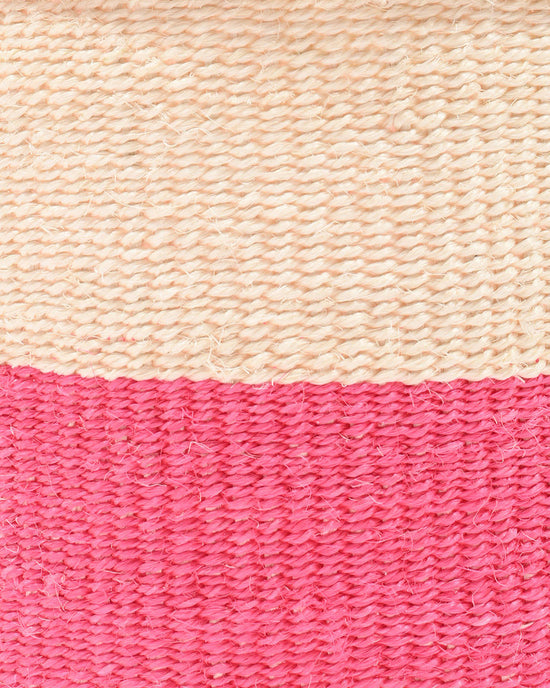 HOJI: Hot Pink Colour Block Woven Basket